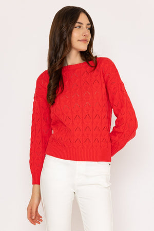 Carraig Donn Textured Crew Neck in Red