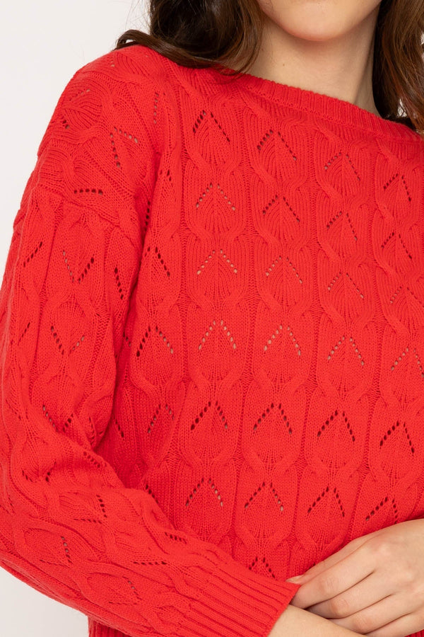 Carraig Donn Textured Crew Neck in Red