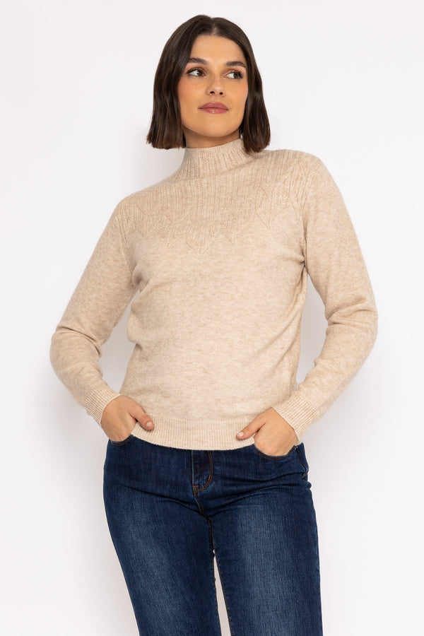 Carraig Donn Textured High Neck Knit Ecru