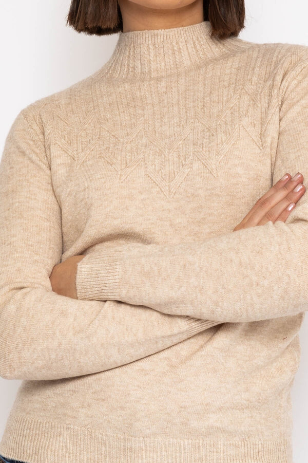 Carraig Donn Textured High Neck Knit Ecru