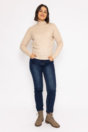 Carraig Donn Textured High Neck Knit Ecru