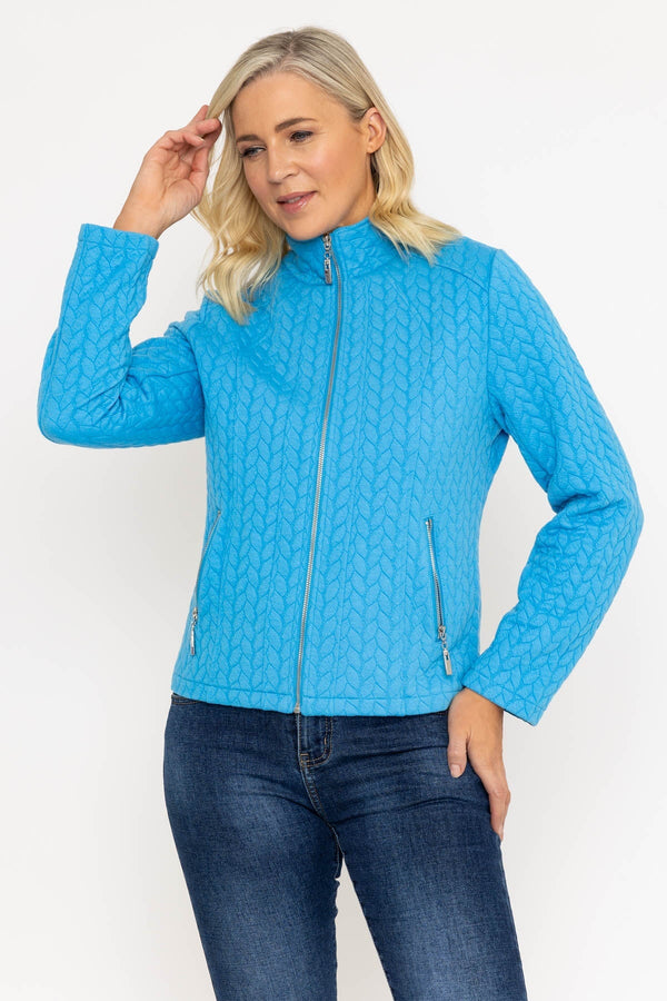 Carraig Donn Textured Jersey Zip Jacket In Blue