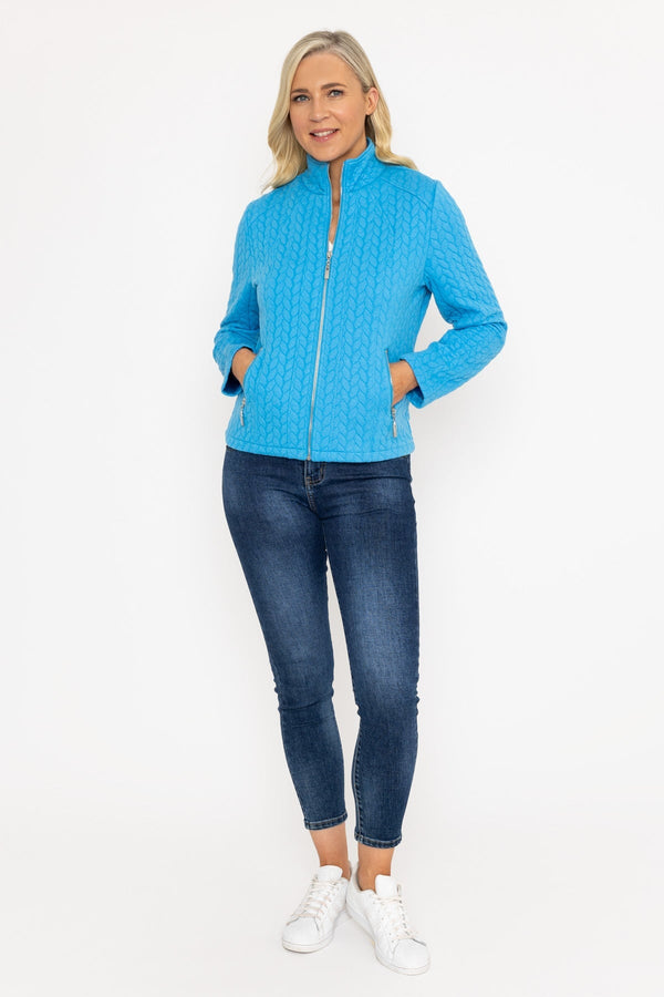 Carraig Donn Textured Jersey Zip Jacket In Blue