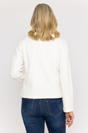 Carraig Donn Textured Jersey Zip Jacket in Ecru