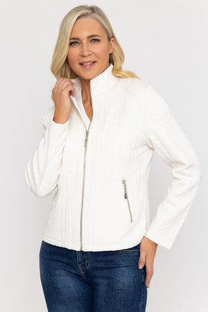 Carraig Donn Textured Jersey Zip Jacket in Ecru