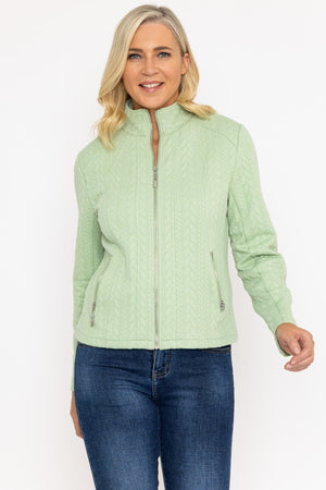 Carraig Donn Textured Jersey Zip Jacket in Green