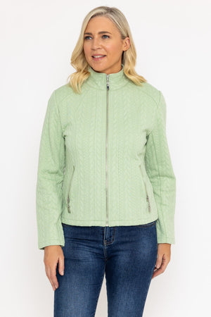 Carraig Donn Textured Jersey Zip Jacket in Green