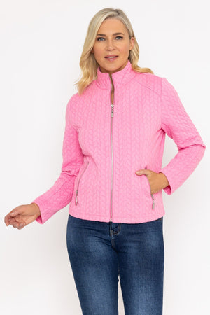 Carraig Donn Textured Jersey Zip Jacket in Pink