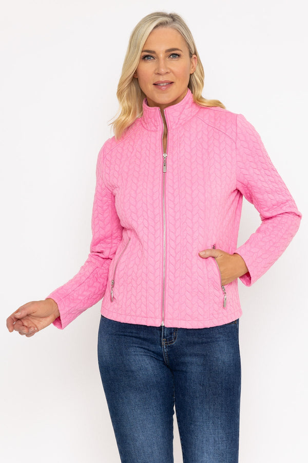 Carraig Donn Textured Jersey Zip Jacket in Pink