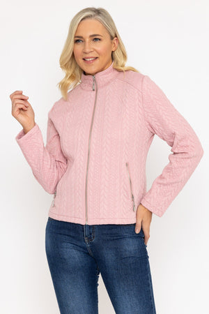 Carraig Donn Textured Jersey Zip Jacket in Pink