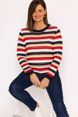 Carraig Donn Textured Stripe Cotton Knit in Multi