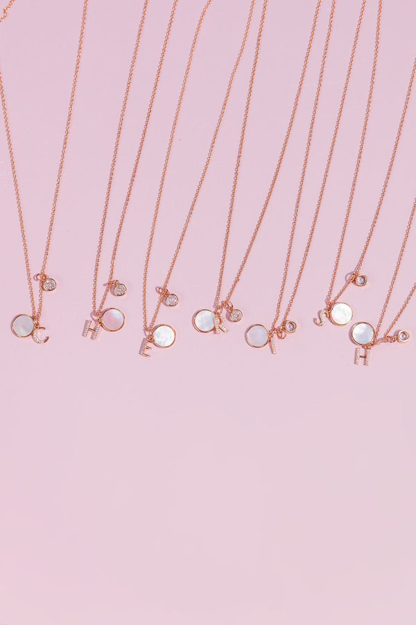 Carraig Donn The "B" Initial Necklace in Rose Gold