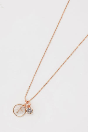 Carraig Donn The "F" Initial Necklace in Rose Gold