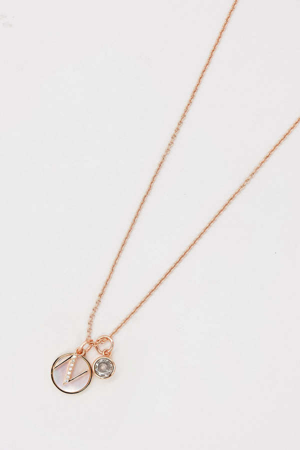 Carraig Donn The "N" Initial Necklace in Rose Gold