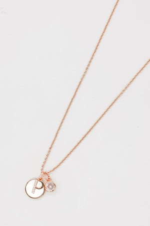 Carraig Donn The "P" Initial Necklace in Rose Gold