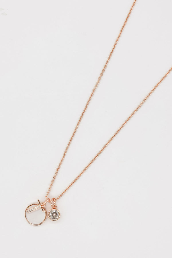 Carraig Donn The "T" Initial Necklace in Rose Gold
