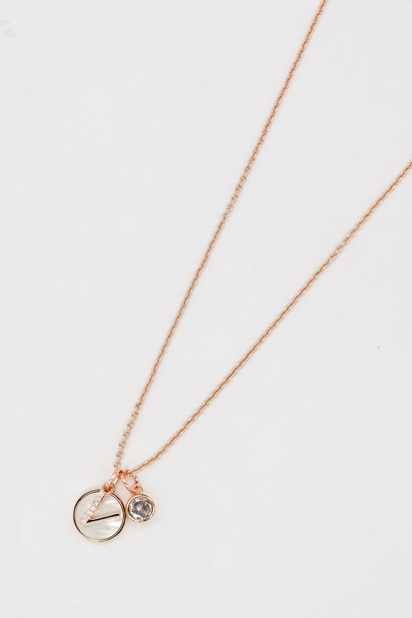 Carraig Donn The "V" Initial Necklace in Rose Gold