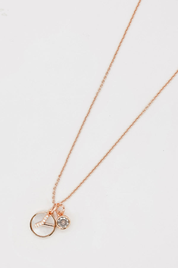 Carraig Donn The "Y" Initial Necklace in Rose Gold