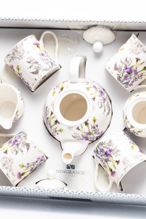 Carraig Donn Thistle Bone China 7 Piece Tea Set