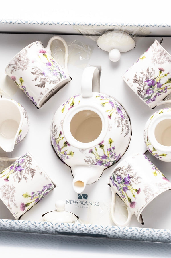 Carraig Donn Thistle Bone China 7 Piece Tea Set