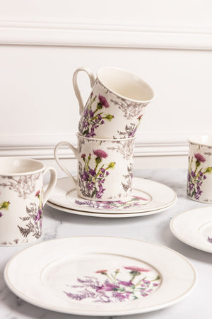 Carraig Donn Thistle White Bone China Set of 4 Mugs