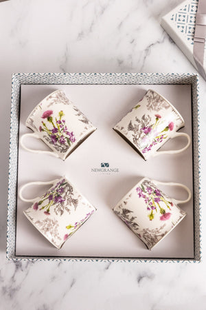 Carraig Donn Thistle White Bone China Set of 4 Mugs