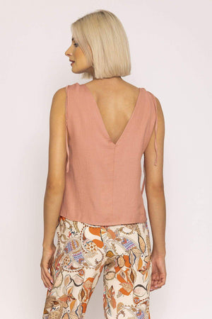 Carraig Donn Tie Shoulder Top in Pink