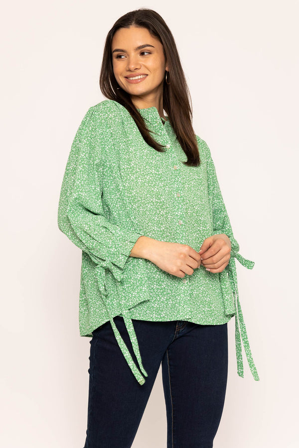 Carraig Donn Tie Sleeve Blouse in Green