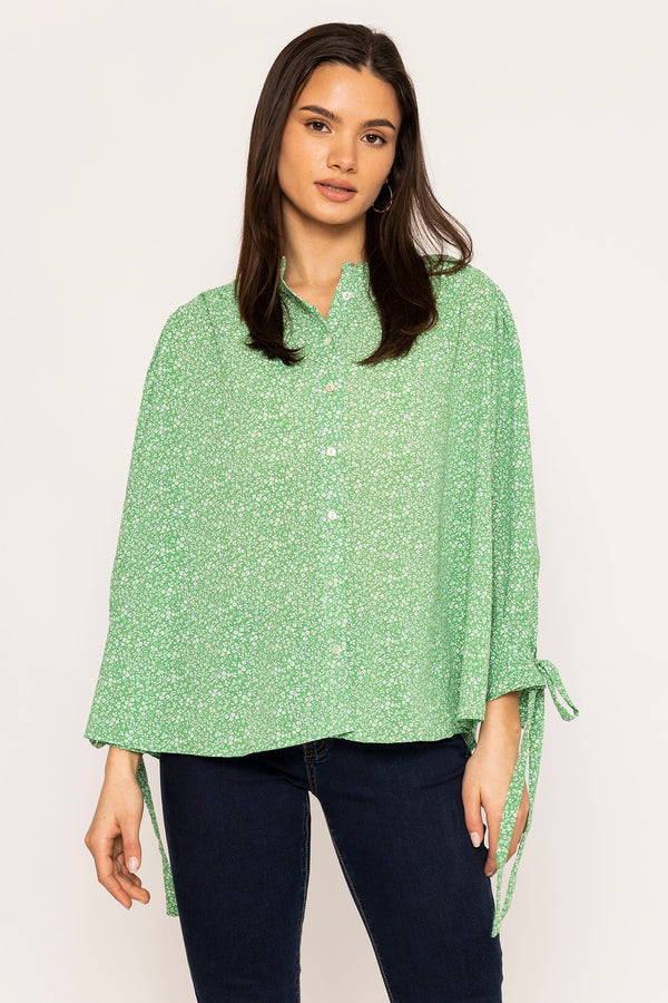 Carraig Donn Tie Sleeve Blouse in Green
