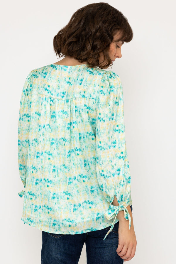 Carraig Donn Tie Sleeve Top in Green Print