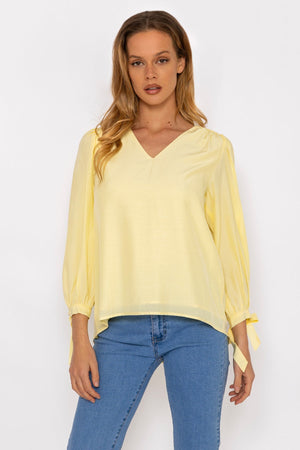 Carraig Donn Tie Sleeve Top in Lemon