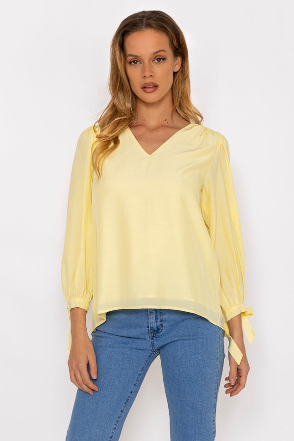 Carraig Donn Tie Sleeve Top in Lemon