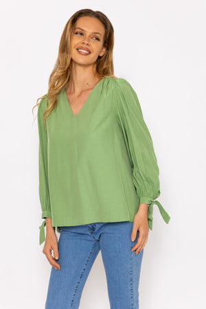 Carraig Donn Tie Sleeve Top in Sage
