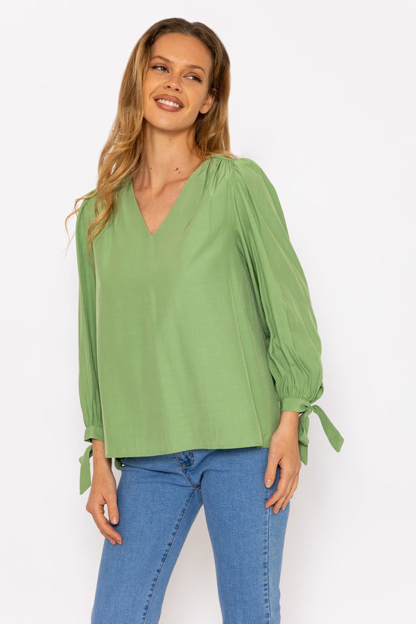 Carraig Donn Tie Sleeve Top in Sage