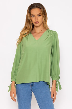 Carraig Donn Tie Sleeve Top in Sage