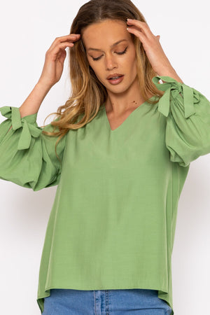 Carraig Donn Tie Sleeve Top in Sage