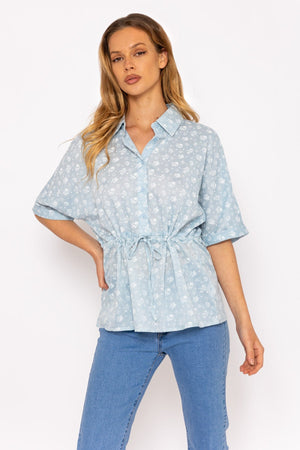 Carraig Donn Tie Waist Blouse in Blue