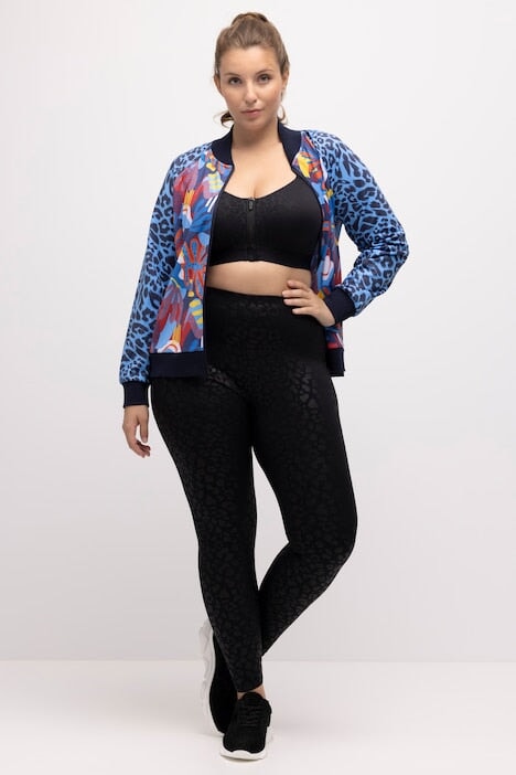 Carraig Donn Tonal Leopard Print Stretch Leggings in Black