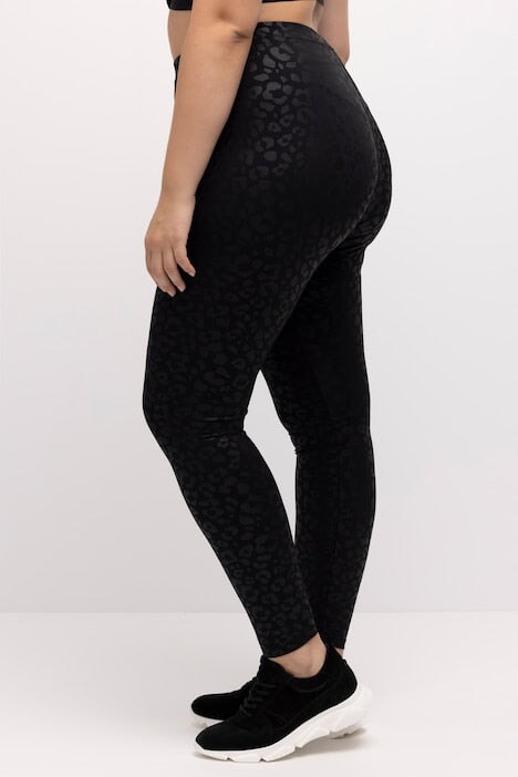 Carraig Donn Tonal Leopard Print Stretch Leggings in Black