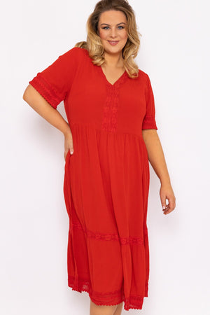 Carraig Donn Tunic Midi Dress in Red