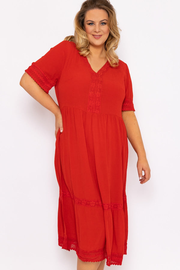 Carraig Donn Tunic Midi Dress in Red