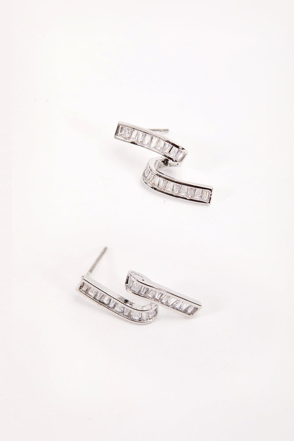 Carraig Donn Twisted Silver Clear Stone Earrings