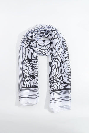 Carraig Donn Two Tone Floral Scarf in Black