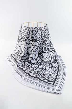 Carraig Donn Two Tone Floral Scarf in Black