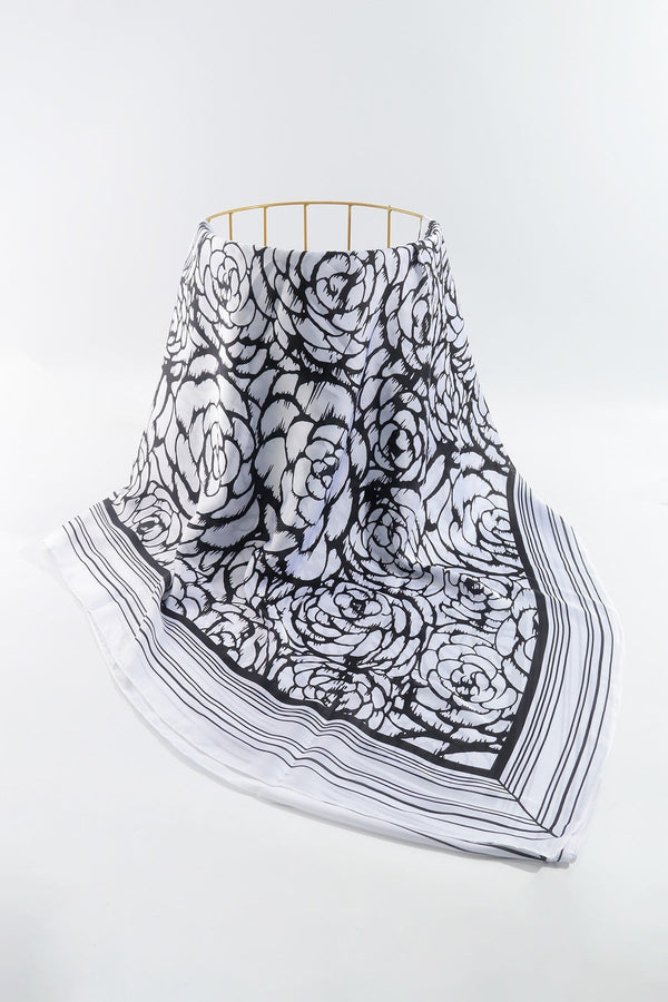 Carraig Donn Two Tone Floral Scarf in Black