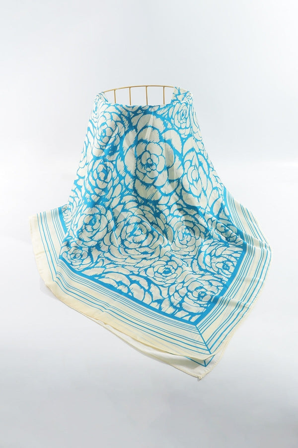 Carraig Donn Two Tone Floral Scarf in Blue