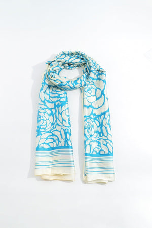 Carraig Donn Two Tone Floral Scarf in Blue