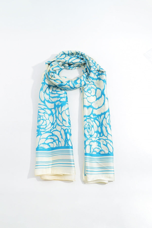 Carraig Donn Two Tone Floral Scarf in Blue