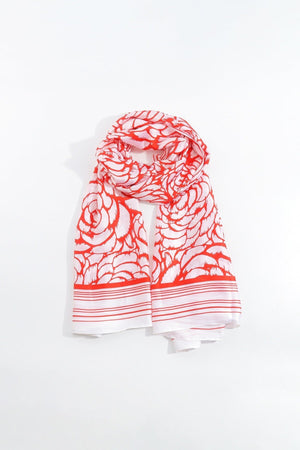 Carraig Donn Two Tone Floral Scarf in Red