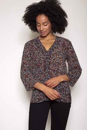 Carraig Donn V-Neck Blouse in Floral Print
